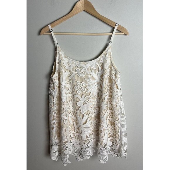 Cabi Lace Overlay Cami Ivory Size Medium Lined Adjustable Style #5254 Women’s - Picture 2 of 8